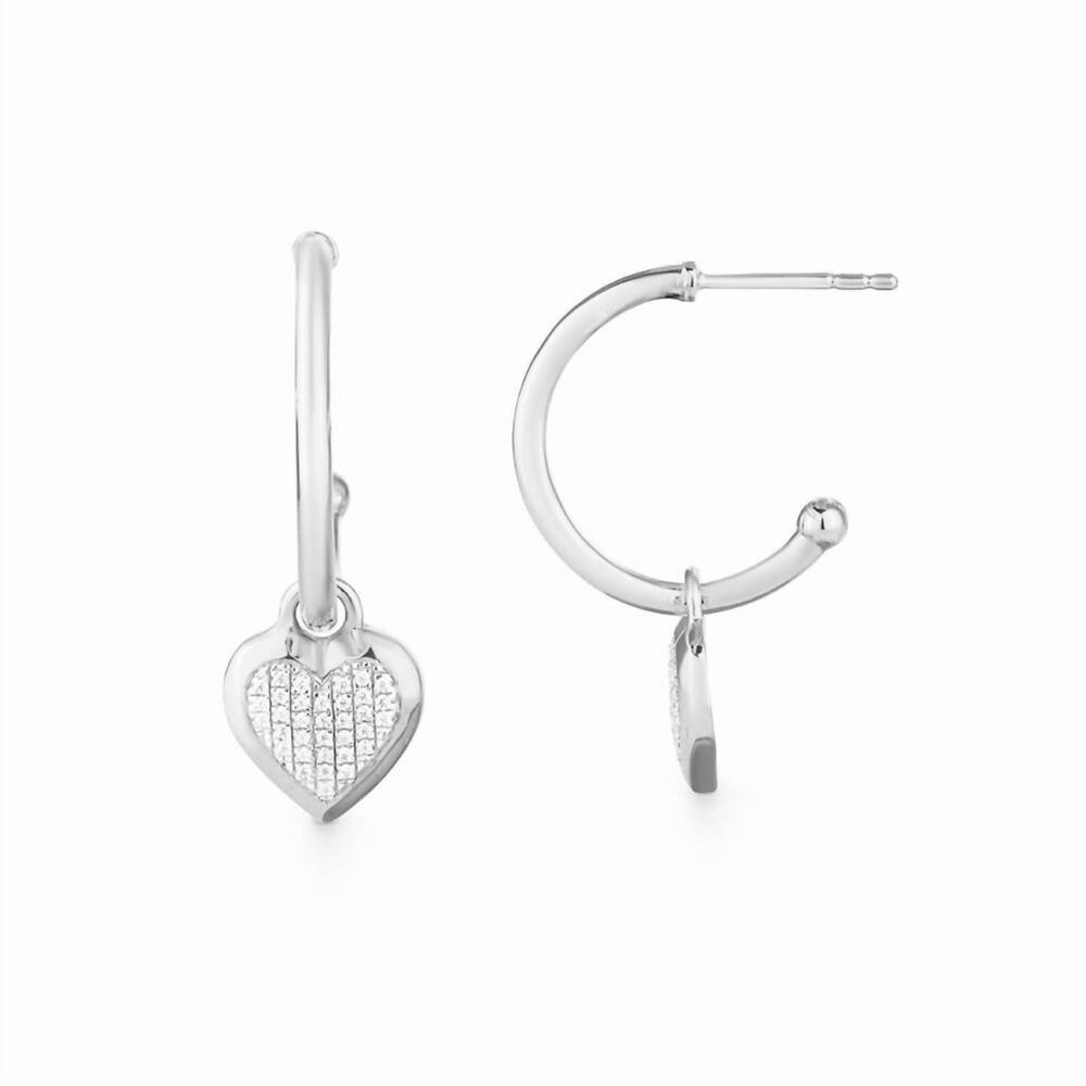 NEW ELLA STEIN women's protected heart hoop earrings in silver
